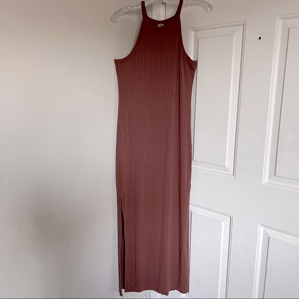 FEATHERS • High neck Ribbed Maxi Dress